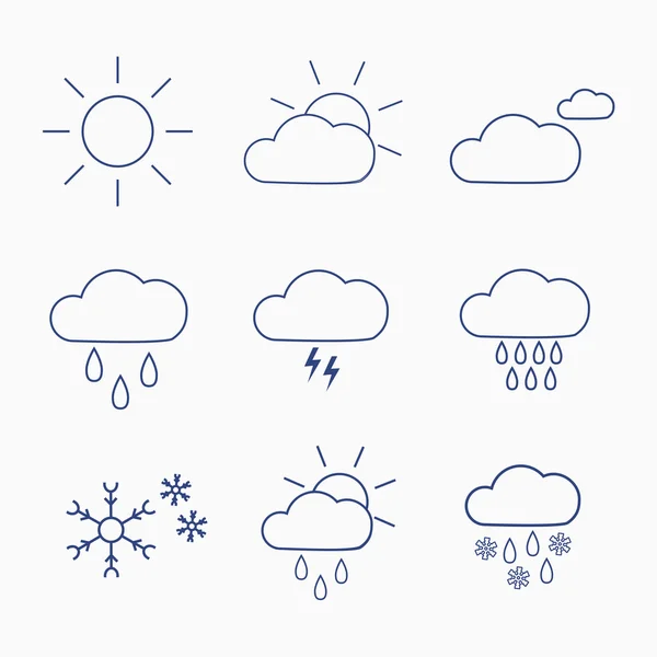 Jeu d'icônes météo pour la conception d'une interface web ou d'un widge mobile — Image vectorielle