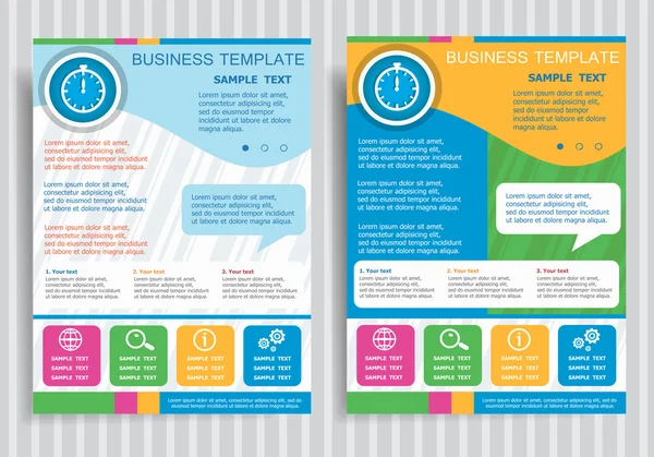 Kronometre simgesi üzerinde vektör broşür ve ilan tasarım düzeni şablonu