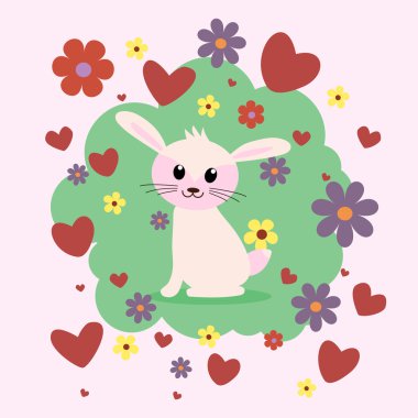 Sevimli tavşan çizgi film tarzı