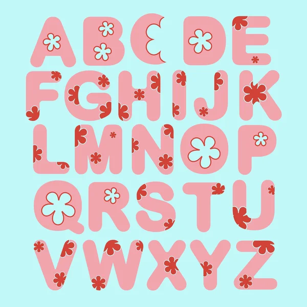 Alphabet mit Blumen. — Stockvektor