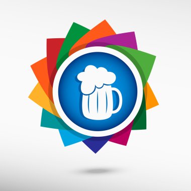 Bira kupa simge renk simgesi, vektör çizim