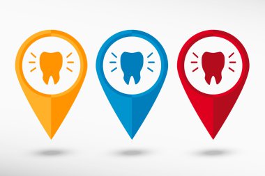 Diş simge harita işaretçi, vektör çizim