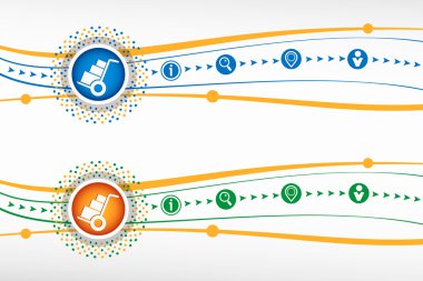 Wheelbarrow for transportation of cargo on background for banner