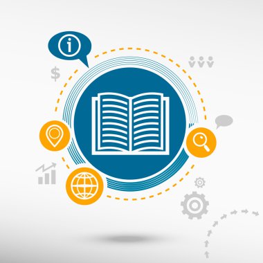 Kitap simgesi ve yaratıcı tasarım öğeleri