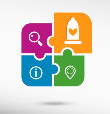 Renkli parçalı bulmaca simgesine prezervatif 