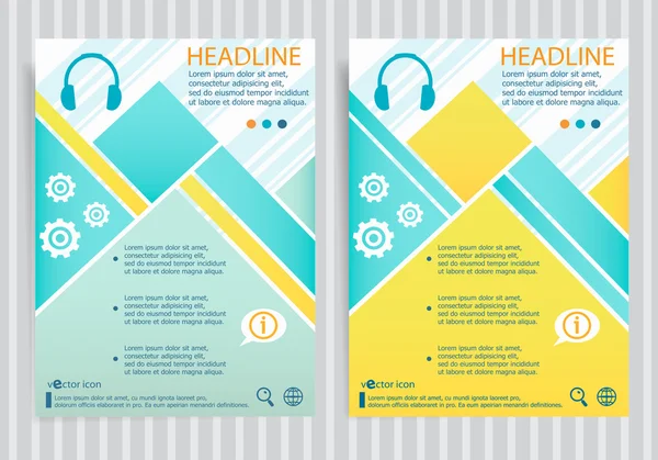 Símbolo de auriculares en el vector Folleto Diseño del folleto Plantilla de diseño — Archivo Imágenes Vectoriales