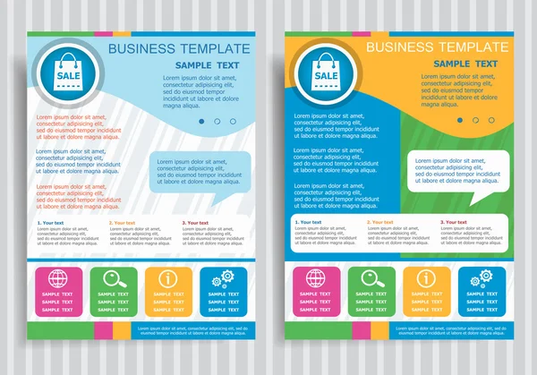 Vektör broşür ve ilan tasarım düzen te Satılık alışveriş çantası simgesini