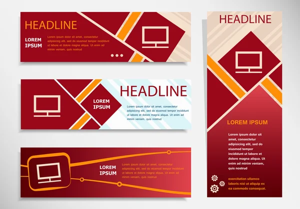 Het pictogram van de monitor op vector website headers — Stockvector