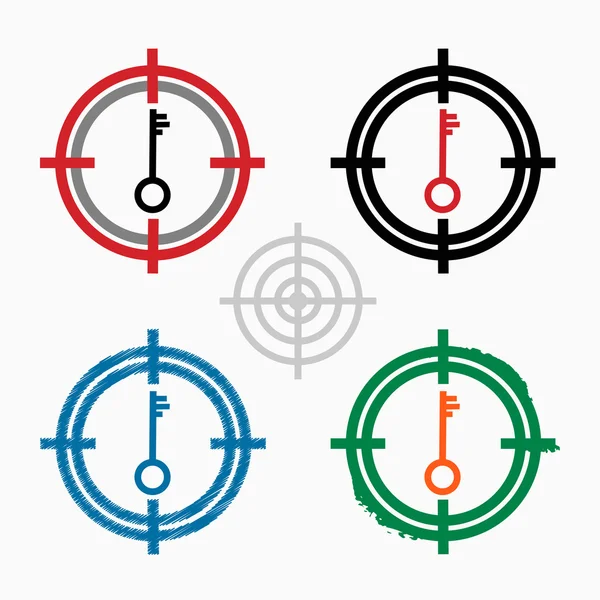 Schlüsselsymbol auf dem Hintergrund der Zielsymbole — Stockvektor