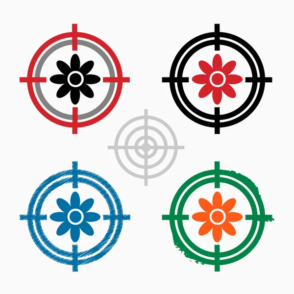 Piktogramm der Blume auf dem Hintergrund der Zielsymbole — Stockvektor