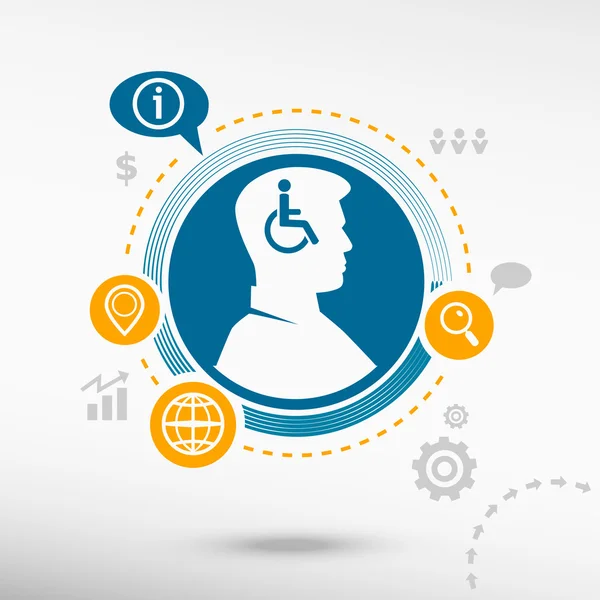 Disabili Handicap icona e immagine profilo avatar maschile — Vettoriale Stock