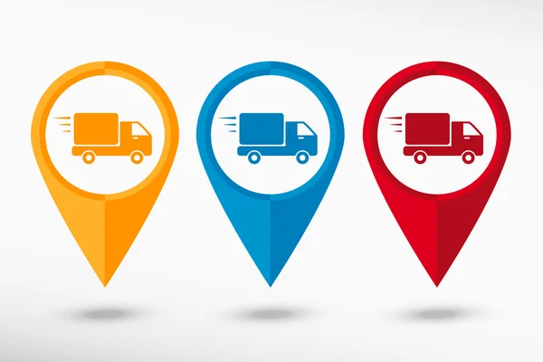 Hızlı teslimat hizmeti simge harita işaretçi, vektör çizim