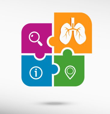 Renkli parçalı bulmaca simgesine akciğer 