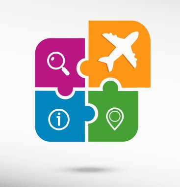 Uçakta renkli parçalı bulmaca 