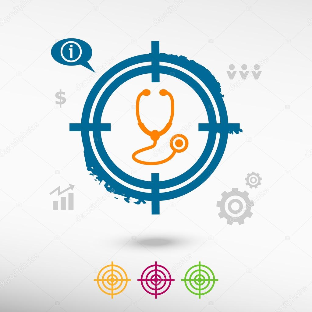 Stethoscope icon on target icons background Stock Vector Image by