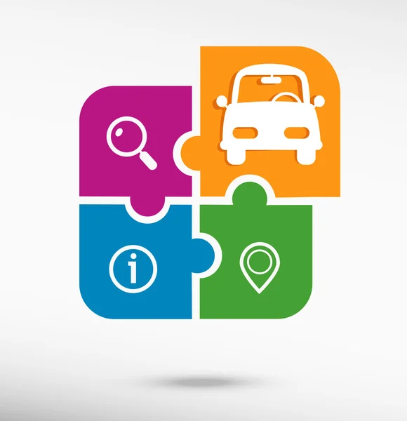 Araba üzerinde renkli parçalı bulmaca 