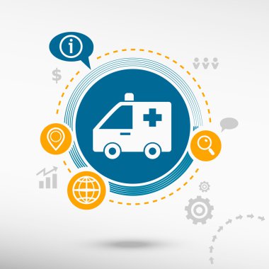 Ambulans simgesi ve yaratıcı tasarım öğeleri