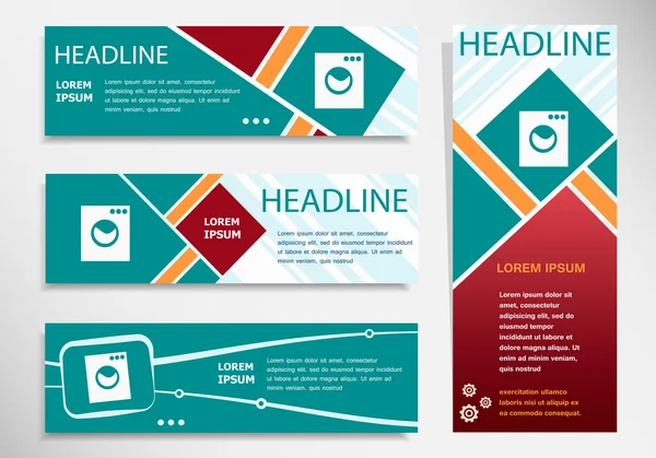 Icône de machine à laver sur bannière horizontale et verticale — Image vectorielle