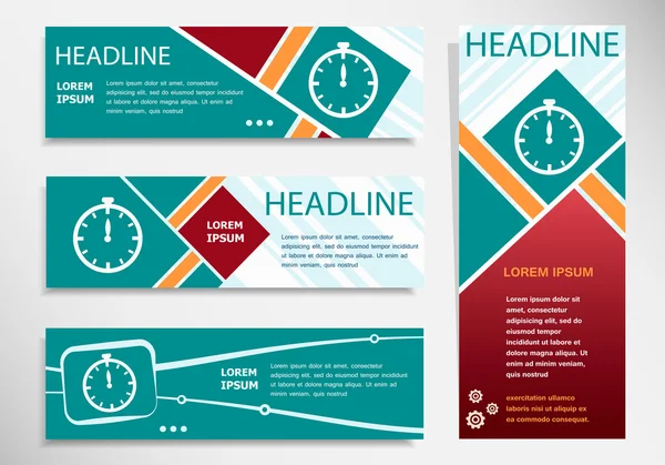 Icône chronomètre sur bannière horizontale et verticale — Image vectorielle