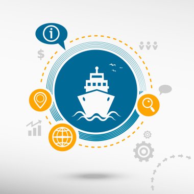 Gemi simgesi ve yaratıcı tasarım öğeleri