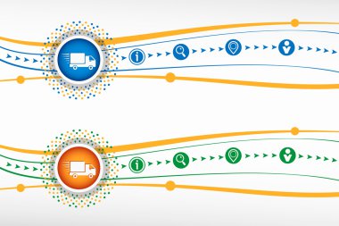 Hızlı teslimat servisi simgesini banner, web, site için arka plan üzerinde, 