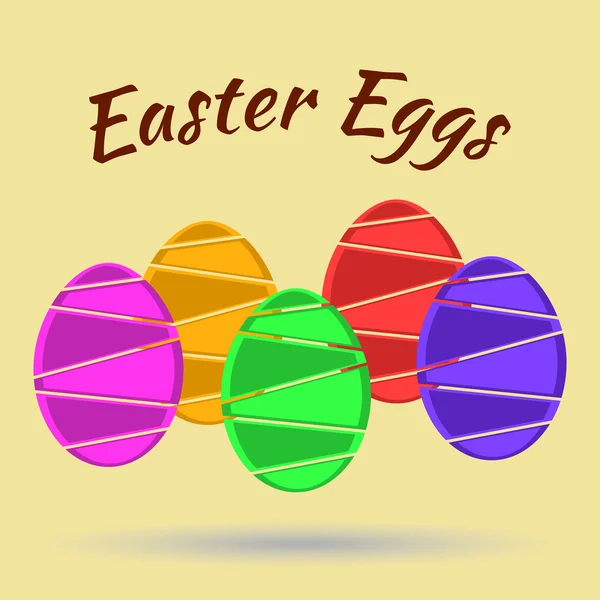 Huevos de Pascua de color con texto de huevos de Pascua — Vector de stock
