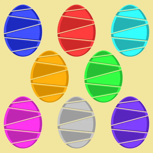 Набор цветных нарезанных пасхальных яиц — стоковый вектор