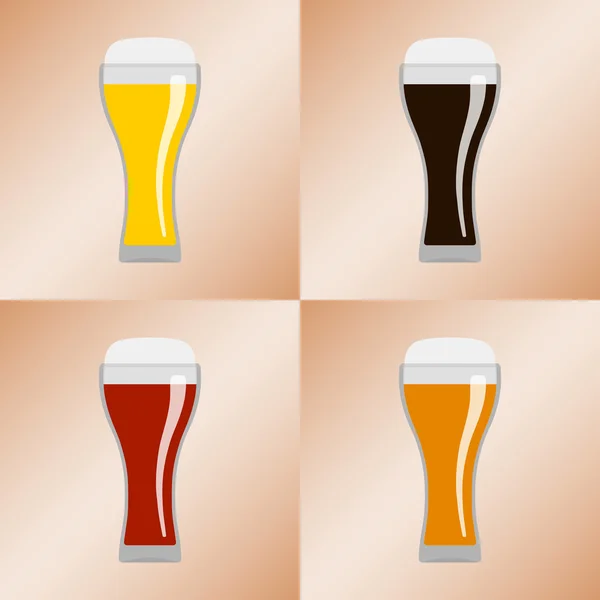 Set van glazen met bier — Stockvector