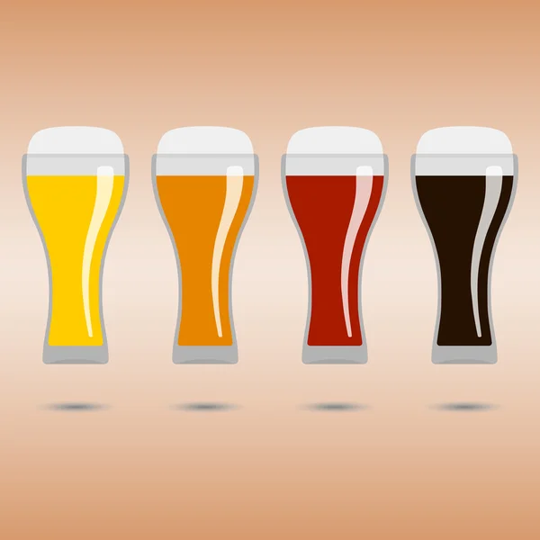Σετ ποτήρια με μπίρα σε γραμμή — Διανυσματικό Αρχείο