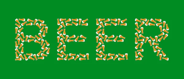 Логотип пива из стаканов с пшеничным пивом на зеленом фоне — стоковый вектор
