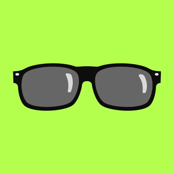 Gafas de sol negras sobre fondo verde. Icono plano . — Vector de stock