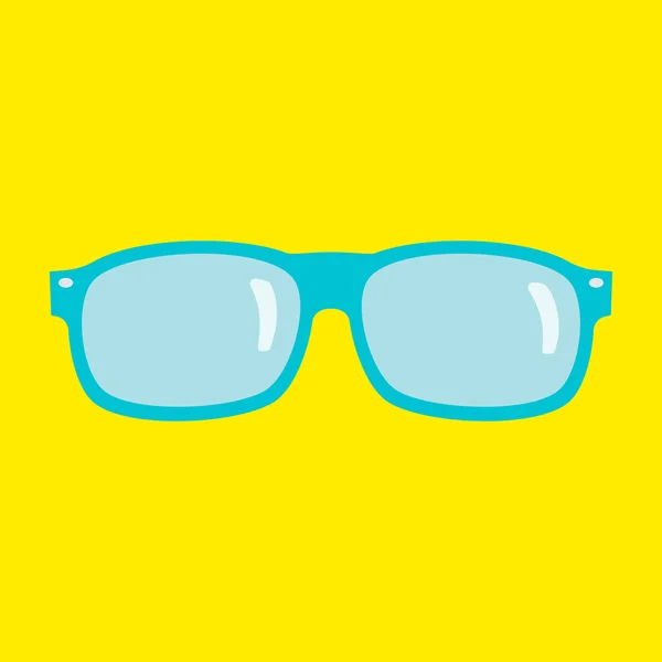 Gafas de sol azules sobre fondo amarillo. Icono plano . — Vector de stock