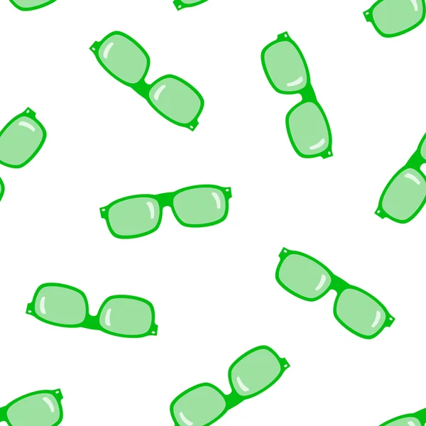 Зеленые очки на белом фоне. Бесшовный рисунок . — стоковый вектор