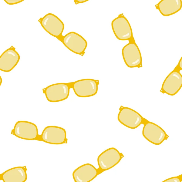 Gafas de sol amarillas sobre fondo blanco. Patrón sin costura . — Vector de stock