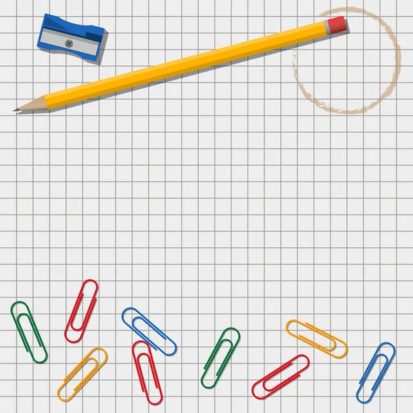 Escritório fundo com lápis e clipes —  Vetores de Stock