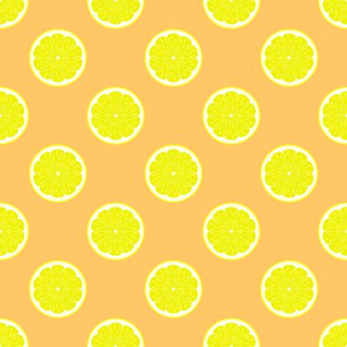 Turuncu arka plana seamless modeli limon dilimleri