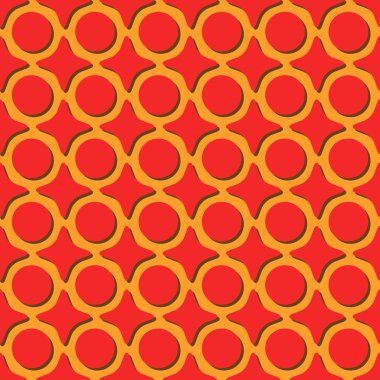 Turuncu kırmızı daireler yıldız desen