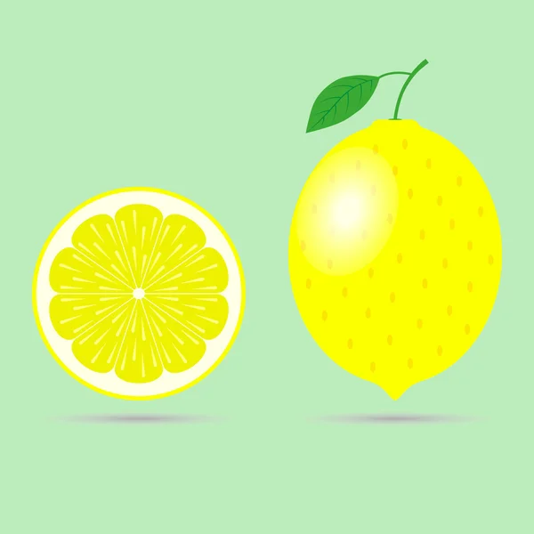 Zitrone flach schneiden Illustration — Stockvektor