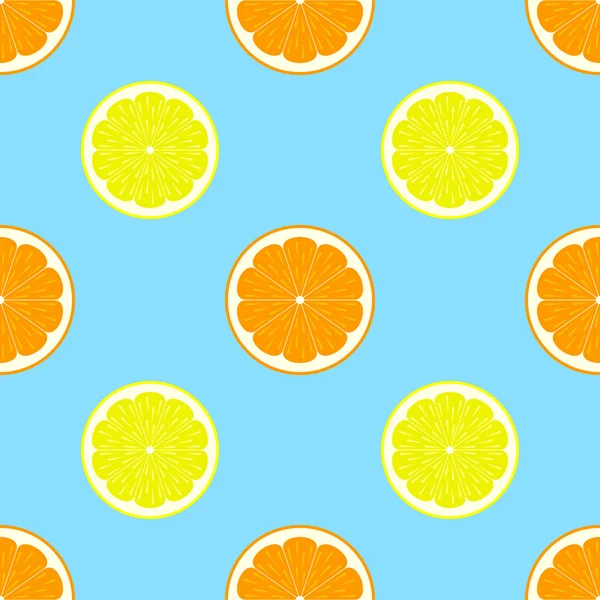 Zitronen- und Orangenscheiben Nahtloses Muster — Stockvektor