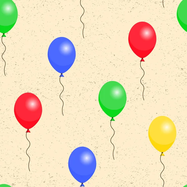 Globos de colores sobre fondo beige sin costuras — Vector de stock