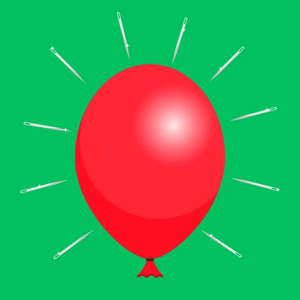 Balão vermelho e agulhas —  Vetores de Stock