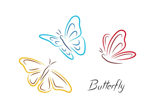 Izolované barevné motýly Stock Ilustrace