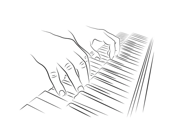 Tocando teclado de piano — Vector de stock