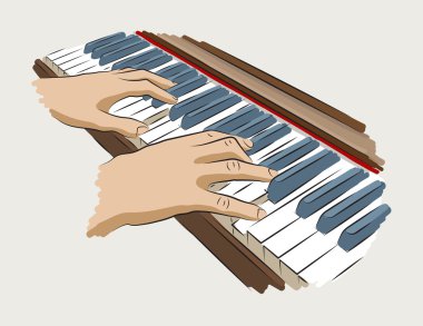 Playing piano keyboard clipart