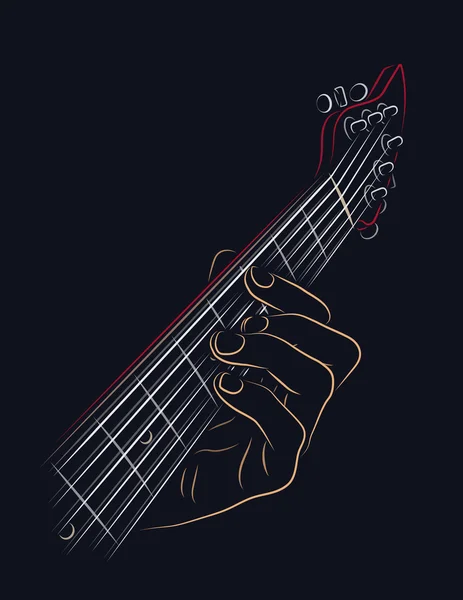 Tocando acorde de guitarra — Vector de stock