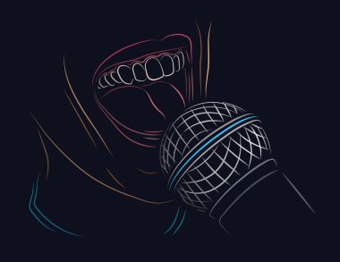 Singing into a microphone clipart
