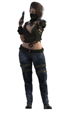 Kıyametten sonraki yabancı savaşçı kadın.