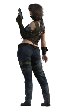 Kıyametten sonraki yabancı savaşçı kadın.