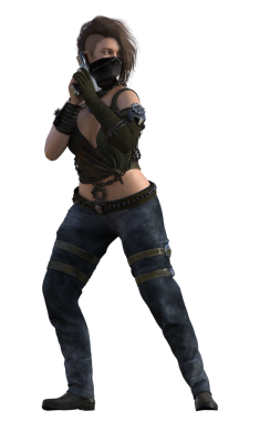 Kıyametten sonraki yabancı savaşçı kadın.