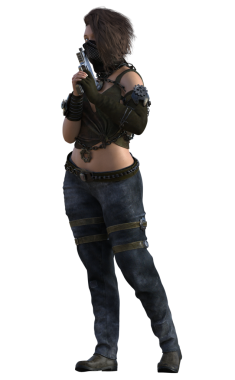 Kıyametten sonraki yabancı savaşçı kadın.